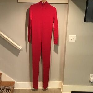 100% wool t- neck RED vintage catsuit.